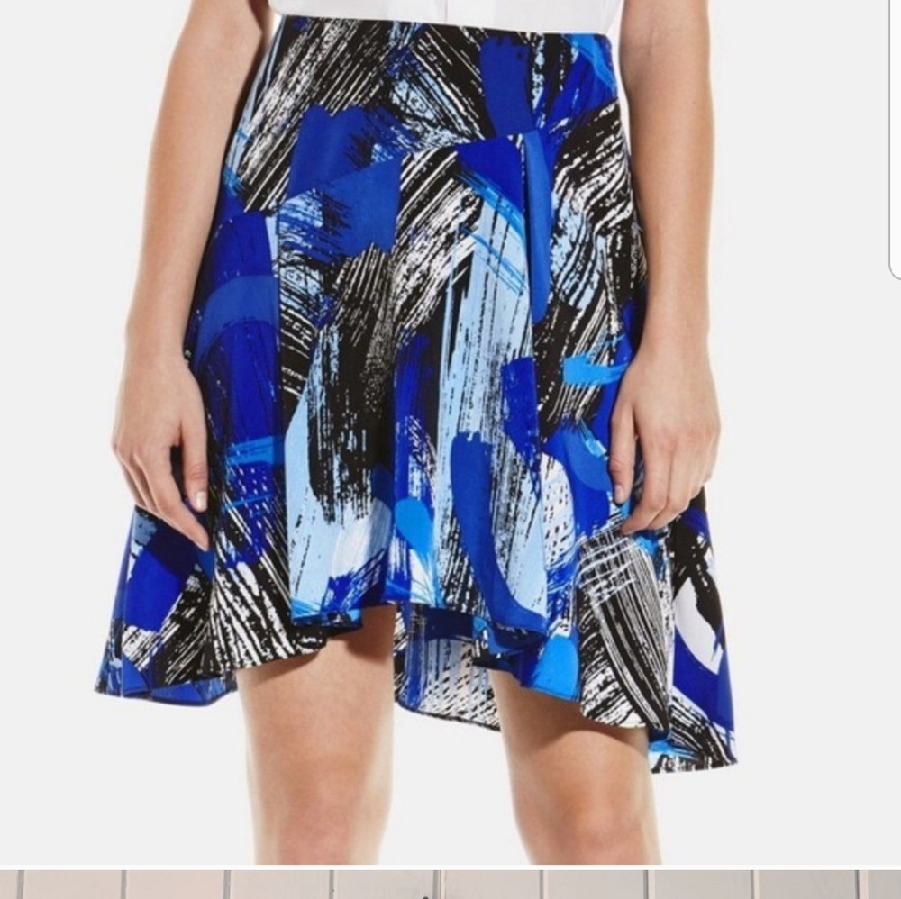 Vince Camuto Blue Brushstroke Skirt Sz 6